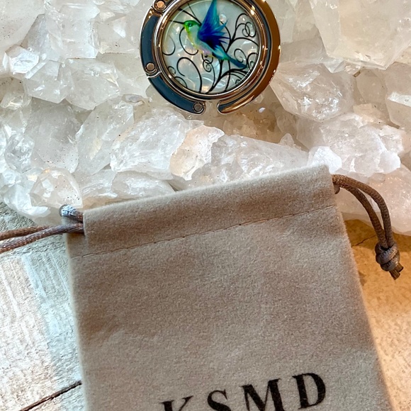 Hummingbird Silver Compact Purse Hook for Table Handbag Holder Hanger & Dustbag - Picture 4 of 9